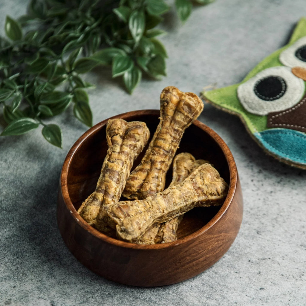 Close-Up of Puff Bone Pressie – Crunchy Dog Treat