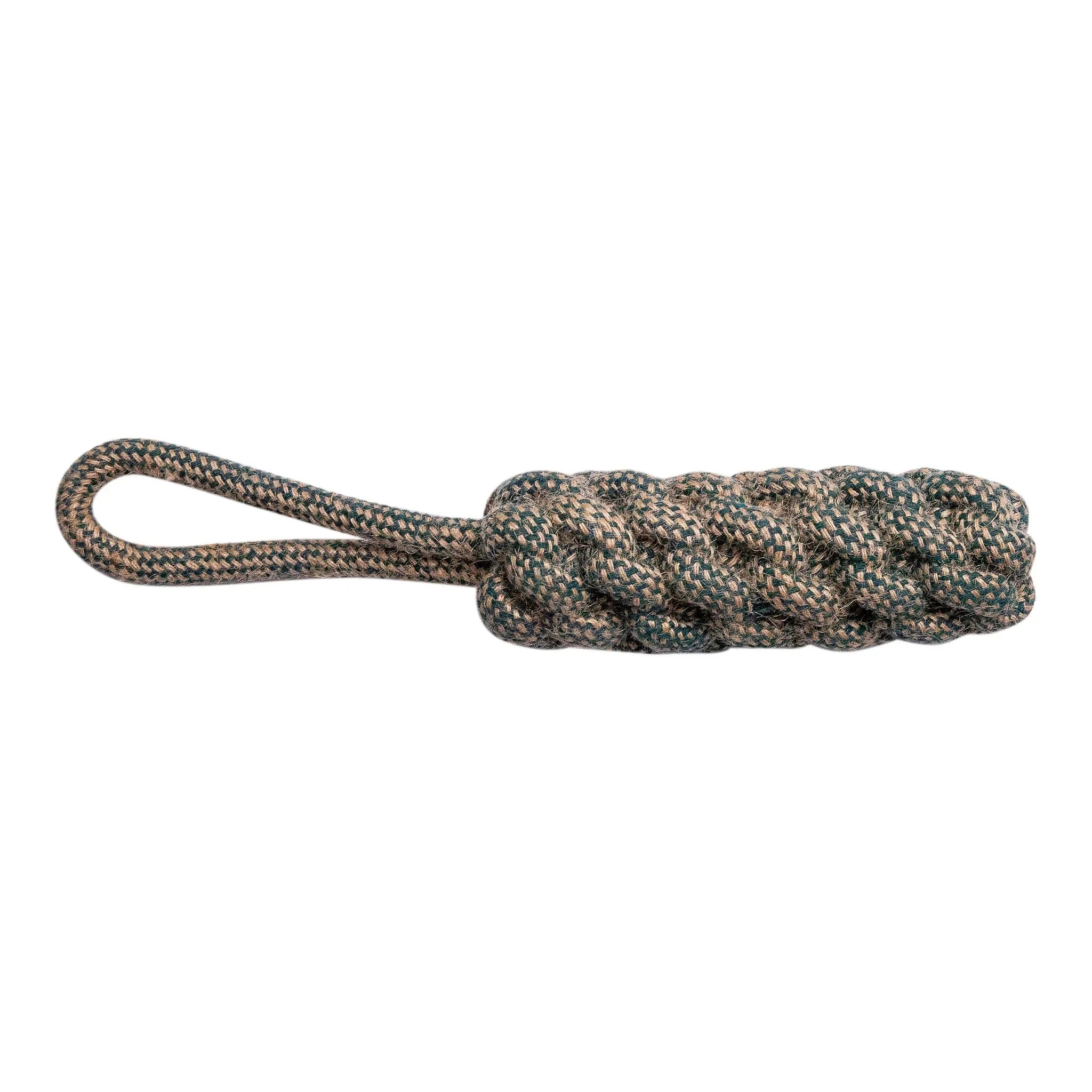 Dog Playing with Rope Dummy Toy – Tug Toy Made with Green Cotton and Jute