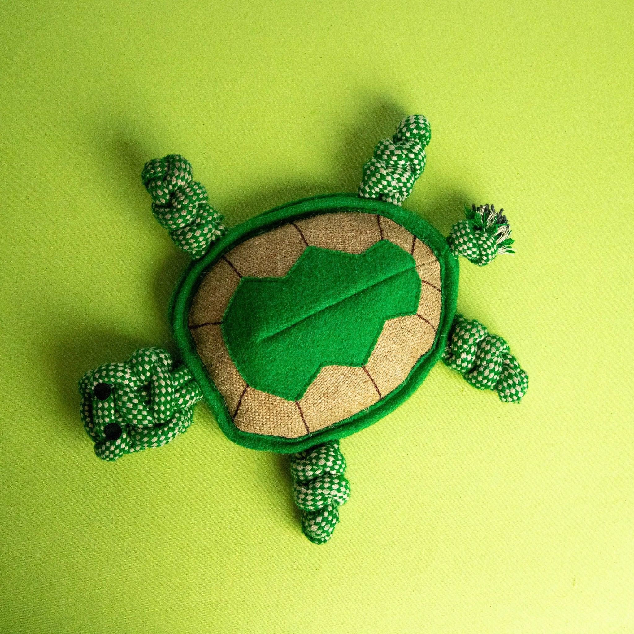 Tony the Turtle – Multi-Textured Dog Toy with Jute and Wool