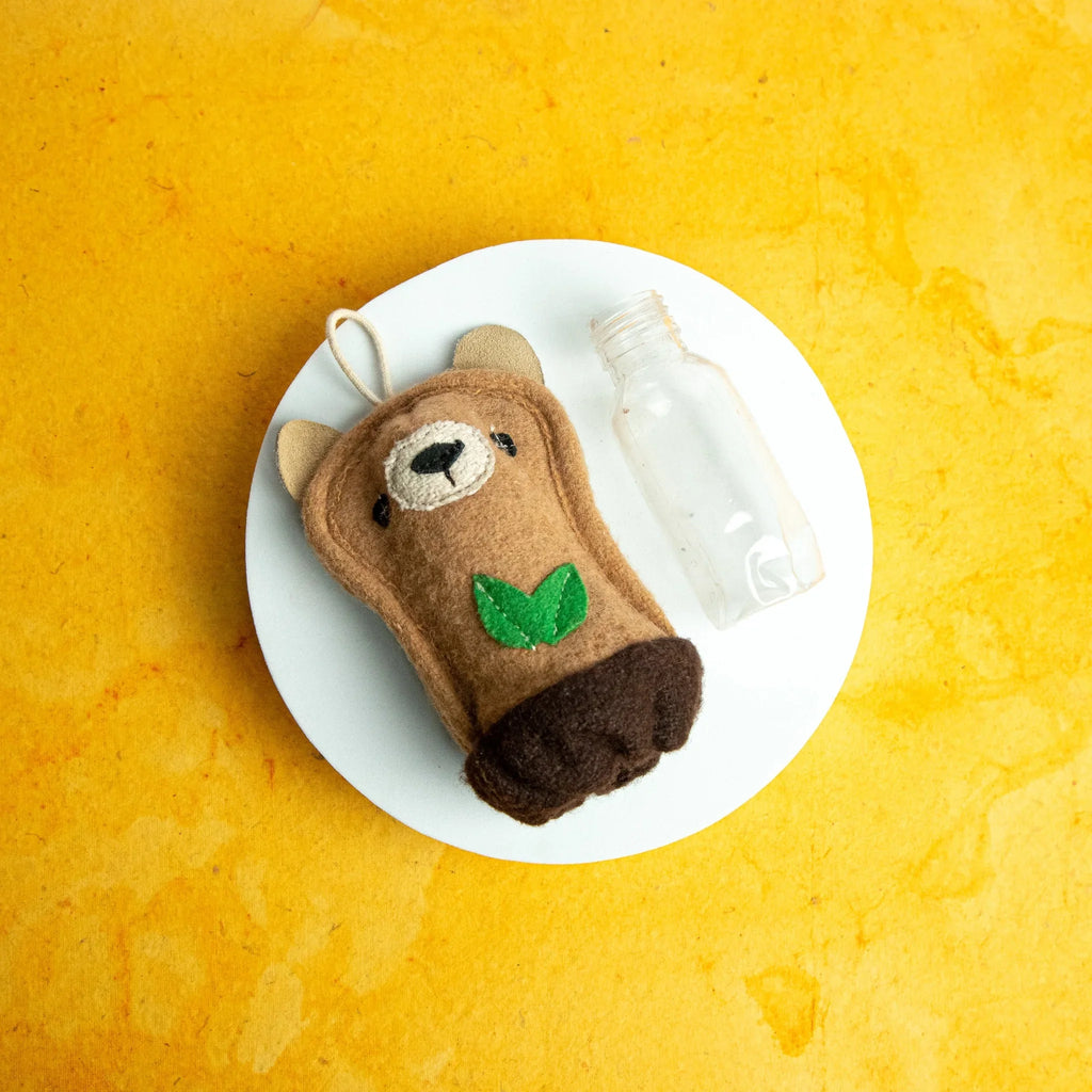 Close-Up of Fuzzy Bear Wooly Toy – Eco-Friendly Wool Dog Toy