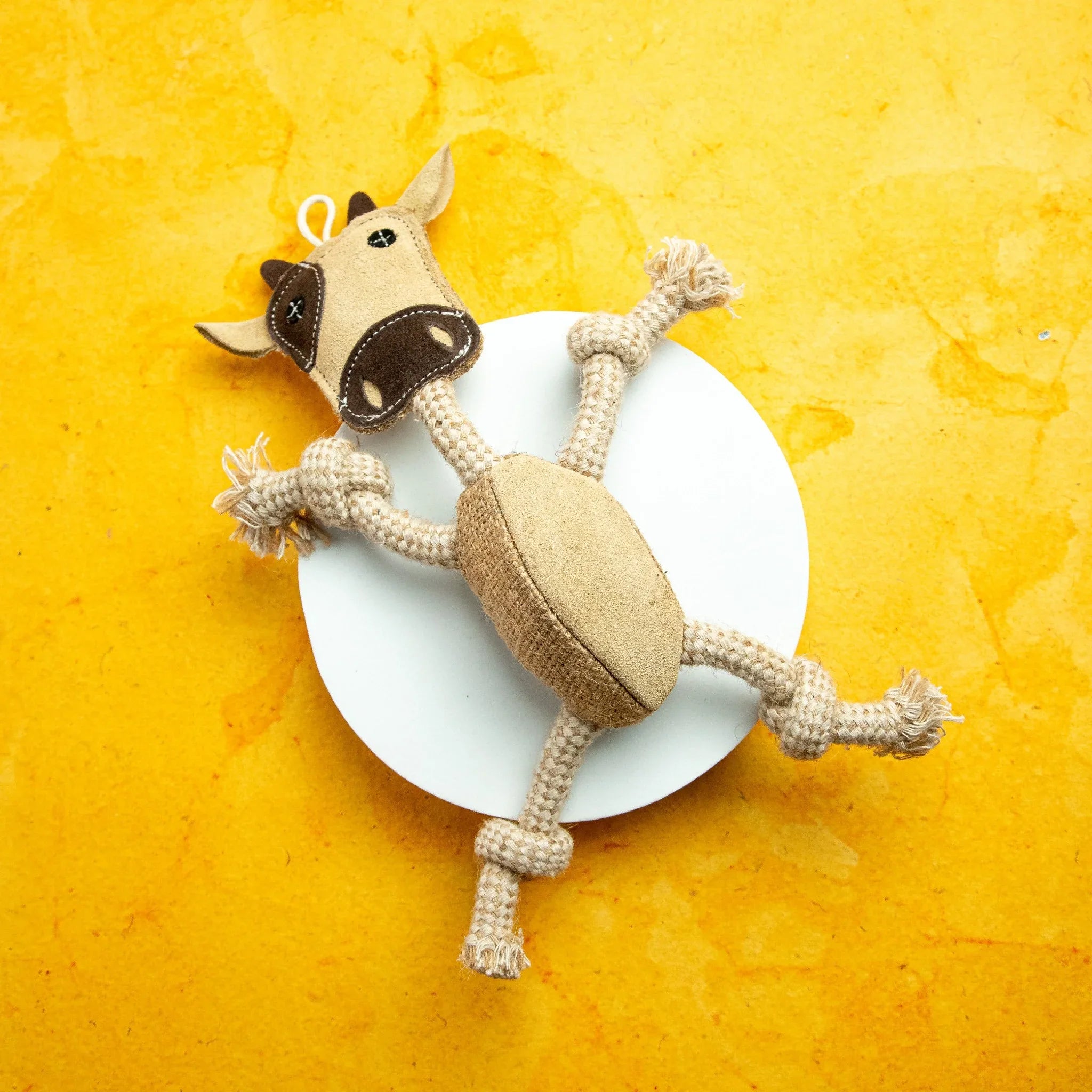 Miss Coco Rope Toy – Jute Rope and Suede Leather Dog Toy